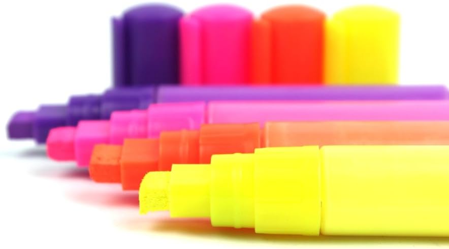 DOMO nScribe Neon Chalk Marker- POPY804 8MM Used on Sign Poster, Sign Board, LED Writing Boards, Mirrors, Set of 4 Colors (Purple, Orange, Pink, Yellow)