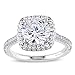 PORI JEWELERS .925 Sterling Silver Cushion Cut Halo Solitaire Engagement Ring- 2.45 Cttw Cubic Zirconia