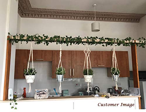 Luxbon 4Pcs Macrame Plant Hanger Handmade Woven Cotton Plant Holder Wall Hanging Planter Basket for Indoor Outdoor Garden Patio Balcony Ceiling Decorations, 4 Legs 40 Inch