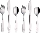 EXZACT Childrens Cutlery Set Stainless Steel 6pc Kids Toddler Utensils Dog Cat view 1