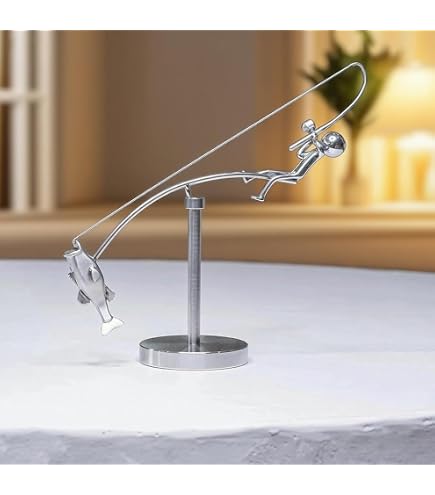 Statue De Pêcheur équilibrée - Sculpture Métallique Décorative Et Jouet Anti-stress Pour Bureau Ou Maison - 6