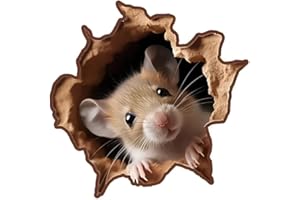 Cute Mouse Hole in Wall Wallpaper Funny 3D Effect Prank Peel and Stick Decal Sticker Wall Decoration