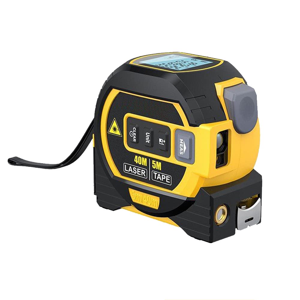 3 in 1 Laser Tape Measure, Digital Laser Distance Meters with LCD Display, 40M/131FT Laser Measure, 5M/16FT Tape Measure, Measuring Area/Volume/Distance/Pythagoras