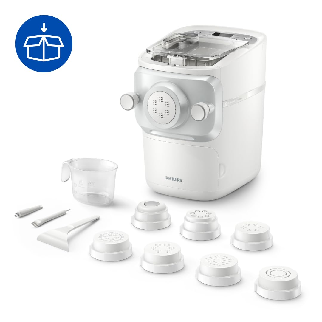 Philips 7000 Series Pasta Maker, ProExtrude Technology 150W, 8 discs, Perfect Mixing Technology, Prepare up to 8 Portions, HomeID App, White, (HR2660/03)