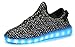 Mohem Men's Women's LED Shoes Slip-On Loafers Fashion sneakers (5 B(M)US Women/4 D(M)US Men, Black)