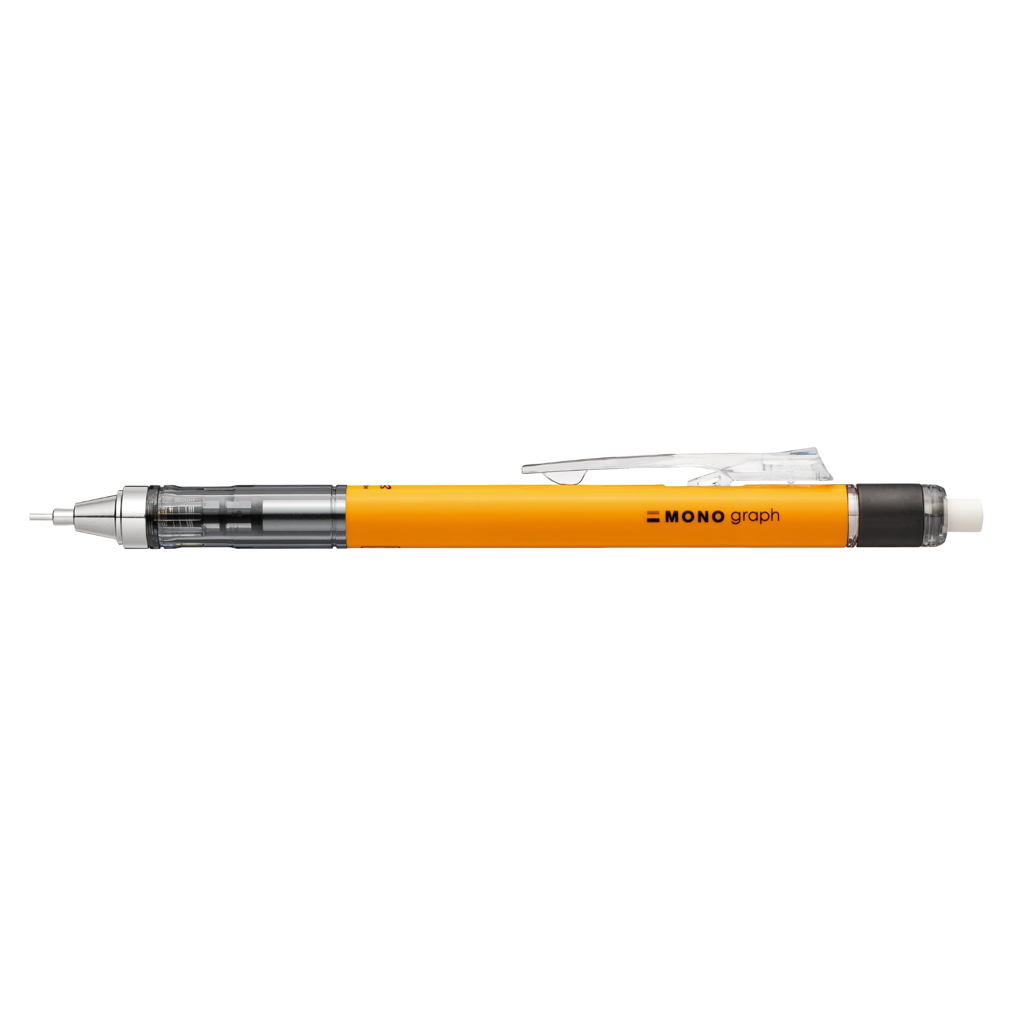 Tombow MONO graph mechanical pencil 0.7 mm, neon orange, HB, precise drawing with 4 mm tip, shaking mechanism, refillable eraser included [SH-MG56-R7]