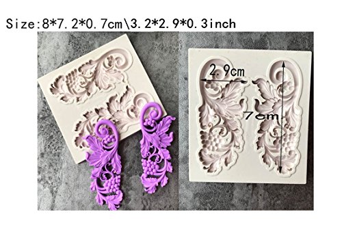 Cake Curlicues Scroll Lace Border Decorating Tool By Garloy,5 Pcs Baroque Style Cupcake Topper Fondant Chocolate Polymer Clay Silicone Mold