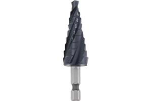 SG Store 1/4" - 3/4" Step Drill Bit, M35 Hss Step Drill 1/4" Hex Shank Four Spiral Flute Cobalt Bit for Metal Aluminum Plasti