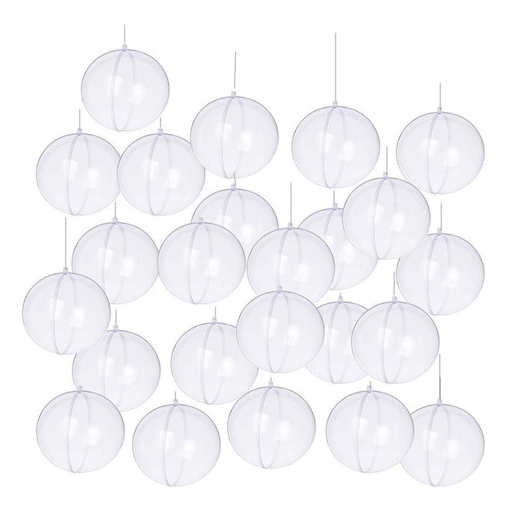 Clear Plastic Acrylic Fillable Transparent Ball Ornament Bauble Sphere for Wedding Party Christmas Home Decor (7CM-24pcs)