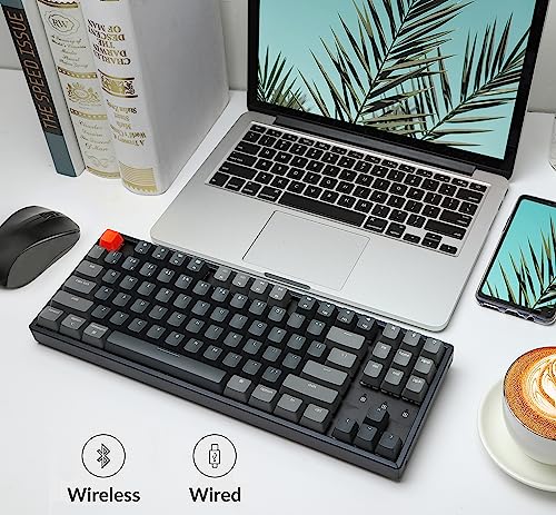 Keychron K8 Wireless Bluetooth/USB Wired Mechanical Keyboard, Hot-swappable Tenkeyless 87 Keys RGB LED Backlit Gateron Brown Switch N-Key Rollover, Aluminum Frame for Mac and Windows