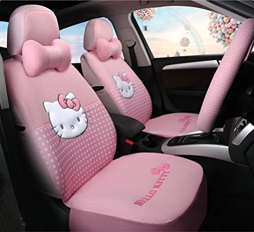 1 Set Universal Car Five Seat Covers Lovely Cartoon Car Seat Covers Full Set (pink)