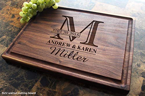 Monogram Personalized Engraved Cutting Board- Wedding Gift, Anniversary Gifts, Housewarming Gift,Birthday Gift, Corporate Gift, Award, Promotion. #003