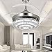 42 in Fandelier Crystal Ceiling Fans with Lights Retractable Blades Fan Remote Control Light 42 inch Fans Chandelier Lighting Indoor Fan, Living, Dining Room, Bedroom Fandelier Fan 42
