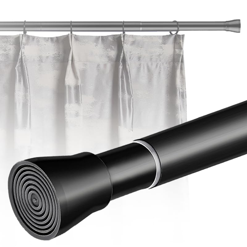Shower Curtain Pole Extendable No Drill Curtains Poles Black Curtain Rods Extendable For Windows Bathroom