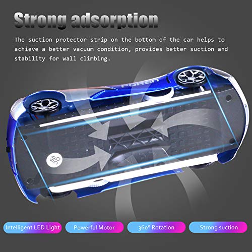 FIGROL Wall Climbing Car,Climbing Rc Cars 360° Rotating Stunt Vehicle,with Remote Control, LED Head Gravity,Rechargeable for Kid,Girfts(Blue) - Thumbnail 2