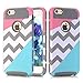 iPhone 6s Case,iPhone 6 Case,LUOLNH [2in1] Heavy Duty Hybrid Hard Case for Apple Iphone 6, 6s[4.7inch], Blue Mint Teal and Coral Pink Split Chevron Design Cover (Gray)