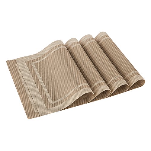 Washable Placemats Heat Insulation Non-Slip Table Mats for Kitchen Dining Set of 4(Gold)