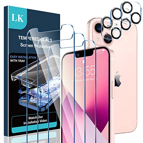 LK for iPhone 13 mini Screen Protector Compatible for iPhone 13 mini 5.4 inch, Tempered Glass for New iPhone 13 mini Protective Film 3 Pack Camera Lens Protector, Case Friendly, 9H Hardness
