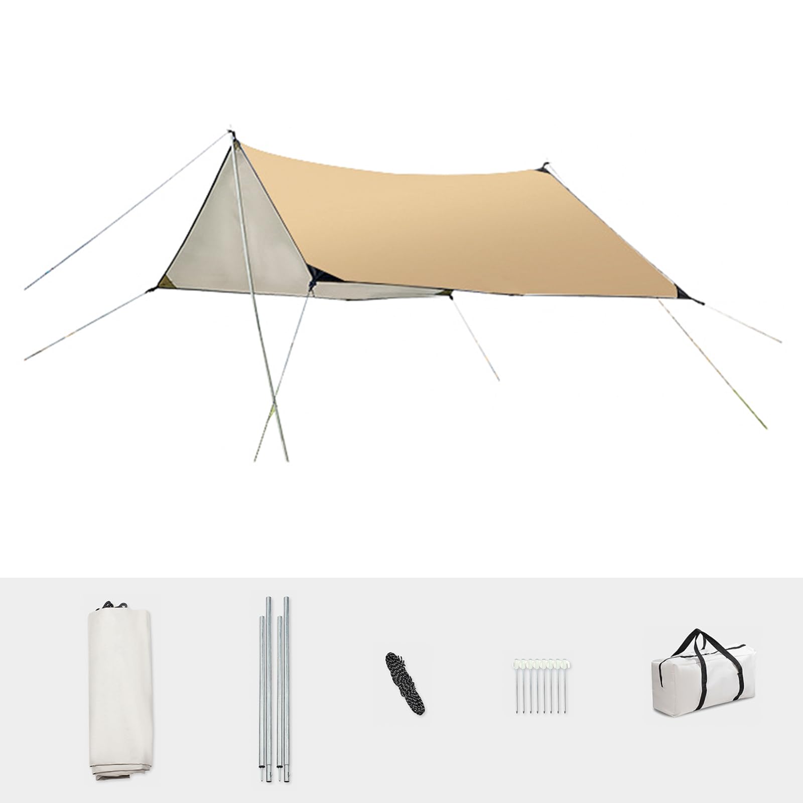 Lvpradior Heavy-Duty Camping Tarp 10x10ft/10x13ft Waterproof Windproof - 300D Oxford Fabric Ultraviolet Protection Shelter with Reinforced Grommets & Carry Bag for Backpacking,Hammock,Snow Camping