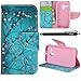 Moto G Case (1st Gen), iYCK Premium PU Leather Flip Folio Carrying Magnetic Closure Protective Shell Wallet Case Cover for Moto G (1st Gen) with Kickstand Stand - Plum Blossom