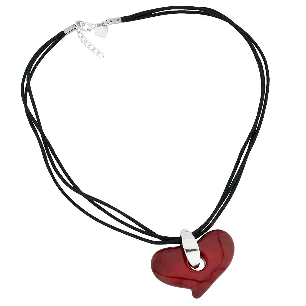 Glass Of Venice Amore Murano Glass Heart Pendant Necklace - Red