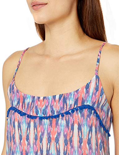 Amazon Brand - Mae Women's Sleepwear Pom Trim Chemise Nightgown, Color Burst, Medium - Thumbnail 3