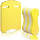 Motionchic 2 Pcs Swimming Kickboard Pull Buoy Set | Training Aid Float Pull Buoy Leg, Swimming Training Equipment Accessories for Hand Leg Adult, Beginners Exercise Fitness