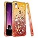 Ruky iPhone XR Case, Gradient Quicksand Series Glitter Bling Flowing Liquid Floating TPU Bumper Cushion Reinforced Corners Girls Women Phone Case for iPhone XR 6.1 inches (2018) (Gold Coral)