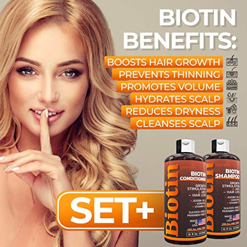 Biotin Shampoo and Conditioner Set with Keratin & Silk Protein for