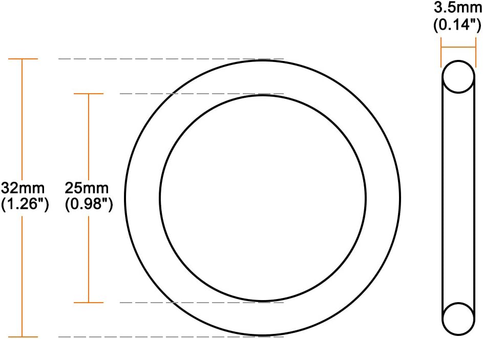 sourcingmap Silicone O-Ring, 32mm OD, 25mm ID, 3.5mm Width, VMQ Seal Rings Gasket, Red, Pack of 10, 25mmx32mmx3.5mm - Image 4