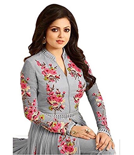 sri sai collection women's chiffon dress material (ele23_grey_free size)