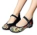 AvaCostume Chinese Traditional Dragon Embroidery Flats Cheongsam Shoes, Black, 37