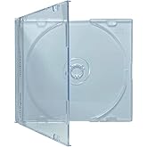 MediaXPO Slim Clear CD Jewel Cases - Pack of 10, Durable Storage for CDs/DVDs, Lightweight and Transparent Design