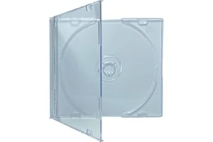 MediaXPO Slim Clear CD Jewel Cases - Pack of 10, Durable Storage for CDs/DVDs, Lightweight and Transparent Design