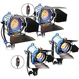 Alumotech Dimmer Built-in Fresnel Tungsten 150WX2+300WX2 900W Spotlight Halogen Lamp Studio Video Light Kit For Camera Photographic Lighting Compatible Arri Bulb