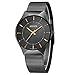 Tamlee Fashion Classic Slim Case Quartz Analog Mesh Stainless Steel Dress Watches for Men Black