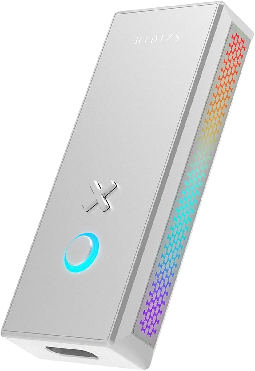 Hidizs S10 Headphone Amp Single-ended & Balanced MQA Dongle, MQA 16X, DSD256, Portable Audio Decoding Amplifier with RGB LED Light for Android, Windows, Mac OS, iPad OS, iOS (Silver)