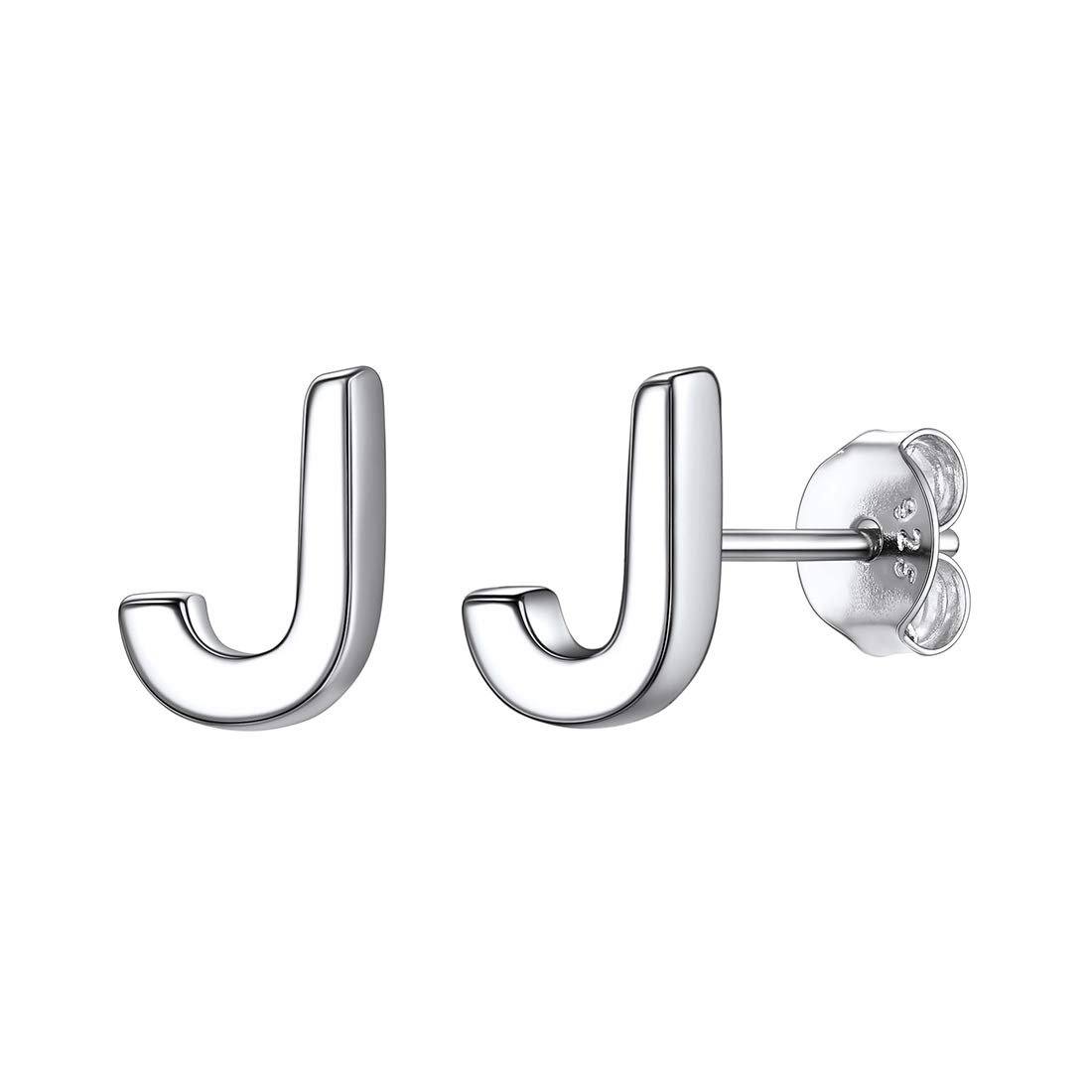 ChicSilver Sterling Silver Stud Earrings for Women Initial Letter J Earring Alphabet Name Jewelry — image 1