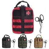 Tactical MOLLE Rip-Away EMT Medical First Aid Utility Pouch (Red with First Aid Patch)
