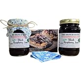 The Dutch Kettle Amish Homestyle Black Raspberry Seedless No Sugar Added Jam 2-19 Oz Jars with Added Craft Jar Toppers