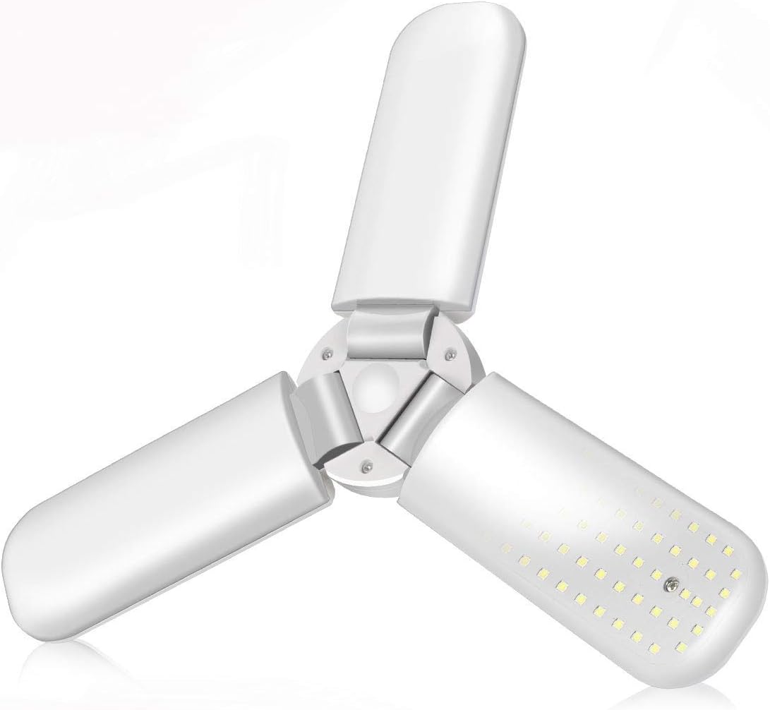 PAPRMA LED Garage Lights, 48W 6500K Deformable Shop lamp with 3 Adjustable Panels, CRI80+ LED Shop Lights for Garage Basement Barn, (No Motion Activated)