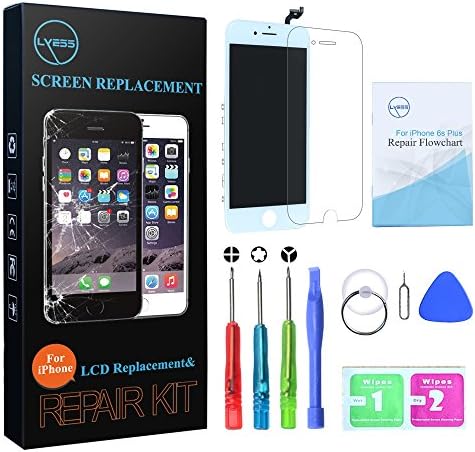 LYESS LCD Touch Screen Digitizer Replacement for iPhone 6S Plus 5.5 Inch - White with 3D Touch Frame Assembly, Repair Tools Kit and Instructions