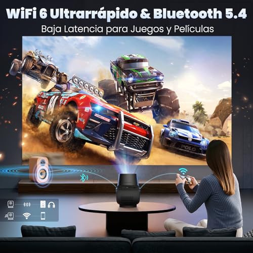 VUEKIME 2026 X7 Proyector Portátil 4K con Android 14, 1200 ANSI, WiFi 6 y Bluetooth 5.4, Proyector Smart 1080P Nativo con Auto Focus, Corrección Trapezoidal, Soporte 180°, HDMI ARC, Pantalla 50”-300”