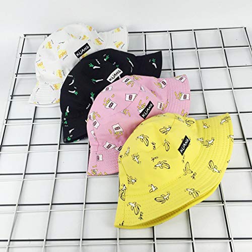 XGao Bucket Hats for Women, Bucket Hats for Men, Bucket Hat, Unisex Bucket Hat Women Men Adult Double Sided Wear Banana Fisherman Sunscreen Outdoors Cap Visor Travel Yellow (White)