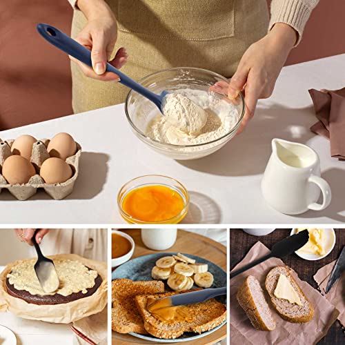 J & M Silicone Spatulas Nonstick Cookware,4 Pack No BPA Safe Spatula Set,Heat Resistant Up 230℃ Kitchen Pancake, Eggs,Fish,Omelet Utensils Set,Multifunctional Spatula Shovel Scraper, Black (M-02)