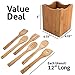 MEGALOWMART 7 Piece Natural Bamboo Wood Kitchen Utensils & Holder Set