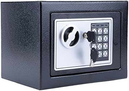 Pandna Mini Electronic Digital Steel Safe Security Box with Key for Home Office Hotel Personal Keep Money Cash Jewelry and Document Securely (Black)