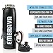 Embrava Stainless Steel Water Bottle by 18 Ounce - BPA Free - Sweat & Leak Proof w/One-Click Swing Top Lid - Double Walled and Insulated - Made for Ice Cold Drinks
