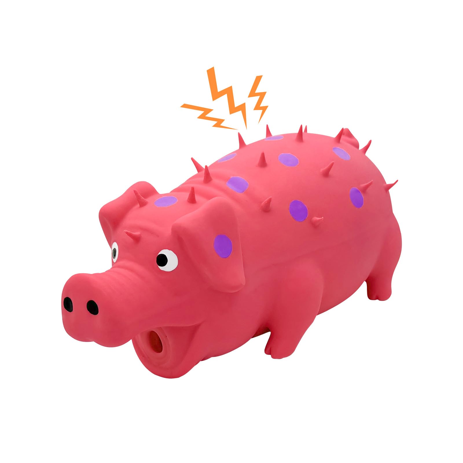 Photo 1 of Andiker Dog Squeaky Toy, Dots Latex Dogs Chew Toys with a Oinks Sound Squeaker Grunting Pig Dog Toy Durable Self Play 8" Dogs Squeeze Toy for Dental Biting Chasing to Kill Boring Time (Pink)