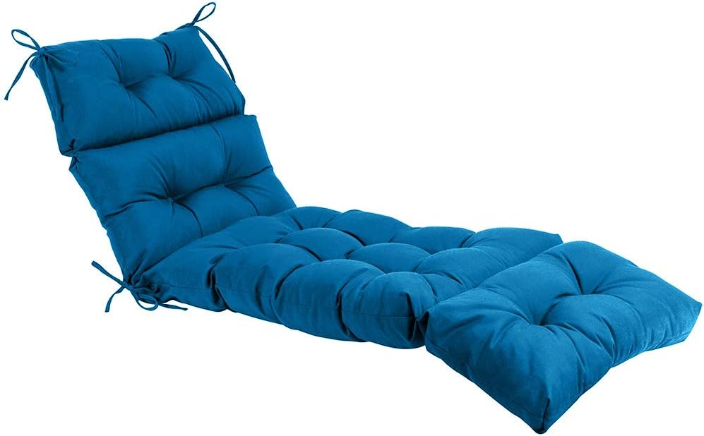 QILLOWAY Indoor/Outdoor Chaise Lounge Cushion,Spring/Summer Seasonal All Weather Replacement Cushions. (Peacock Blue)